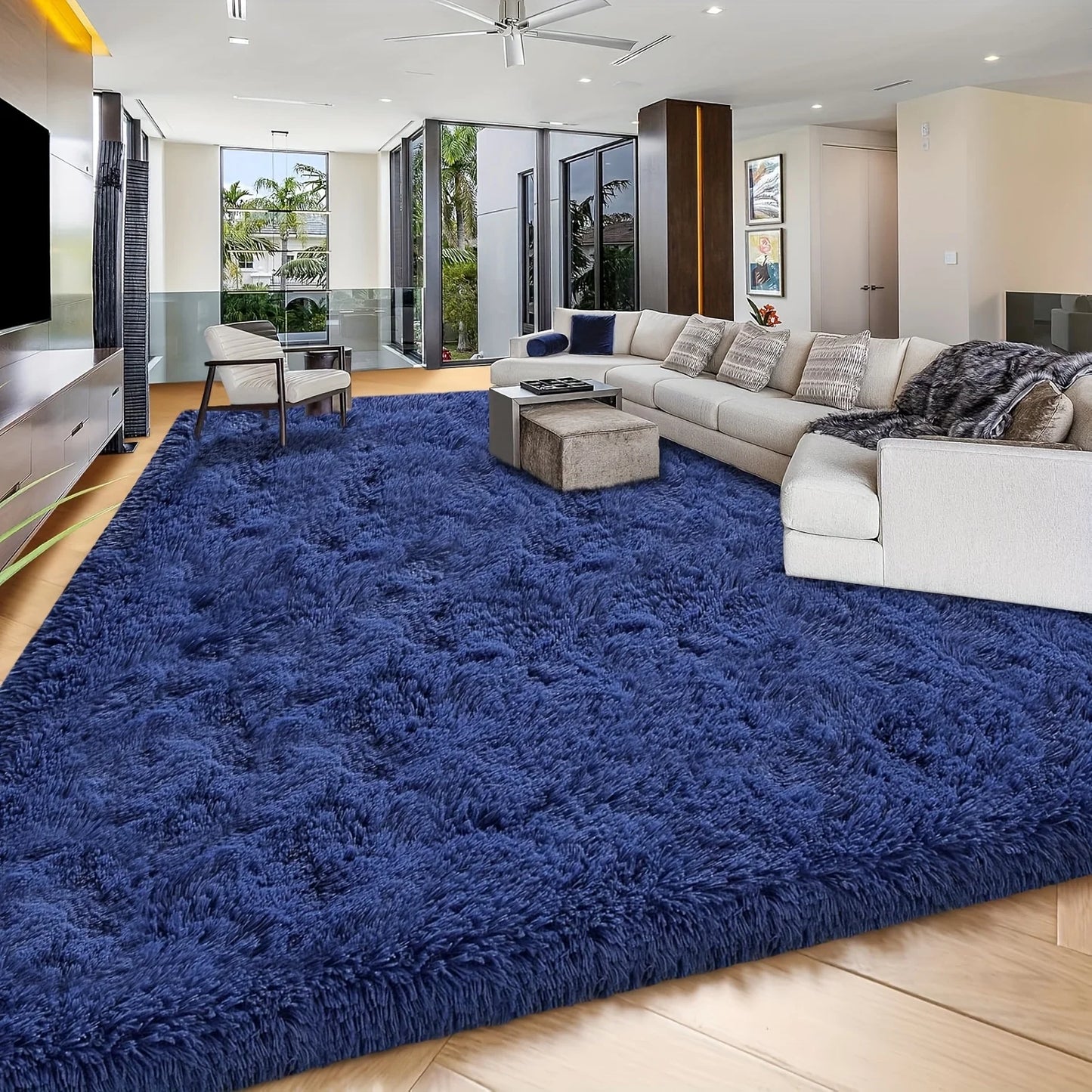 Luxurious Large Washable Shag Rug For Living Room TieDye Plush