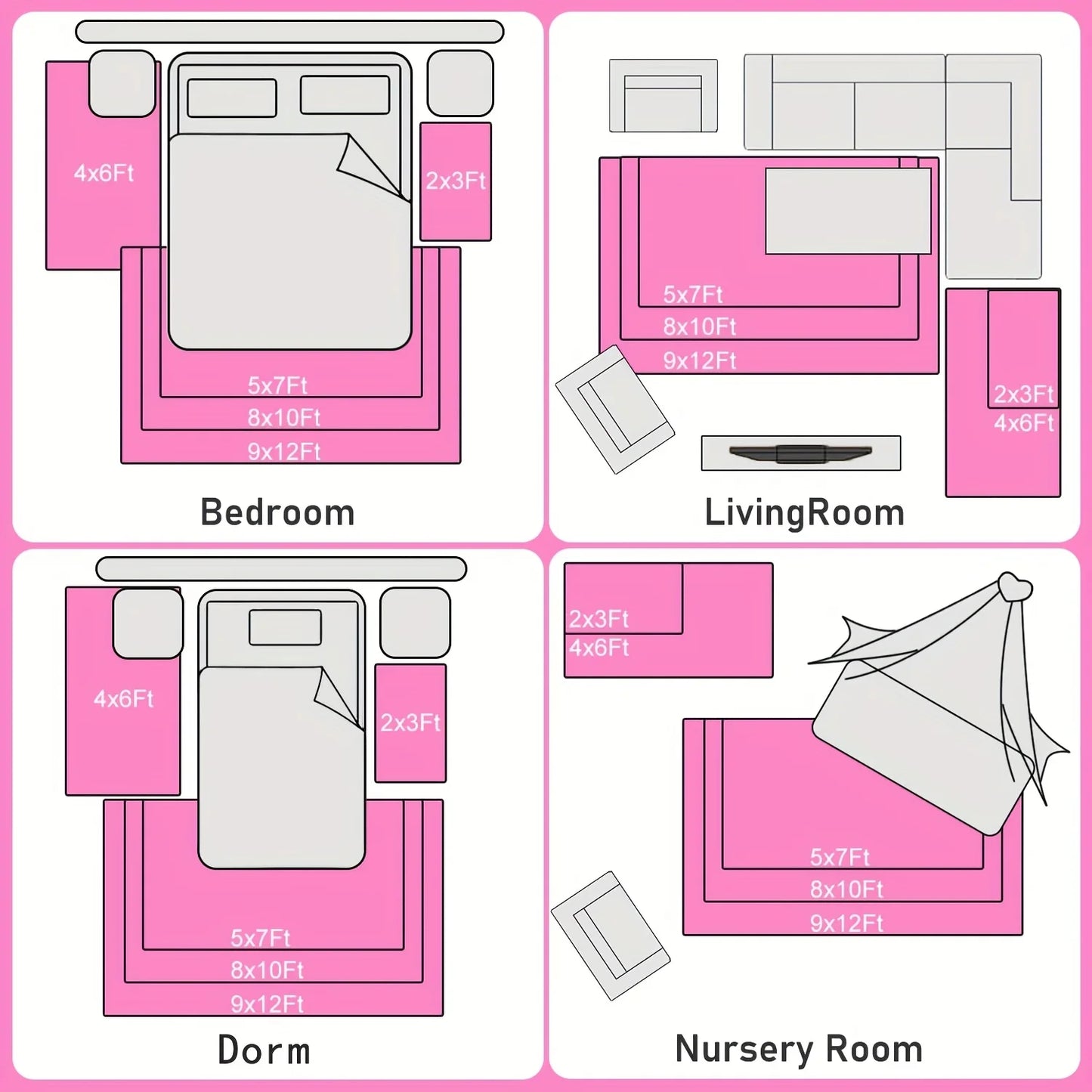 Non Slip Shag Rug For Living Room Nursery Plush Stickers