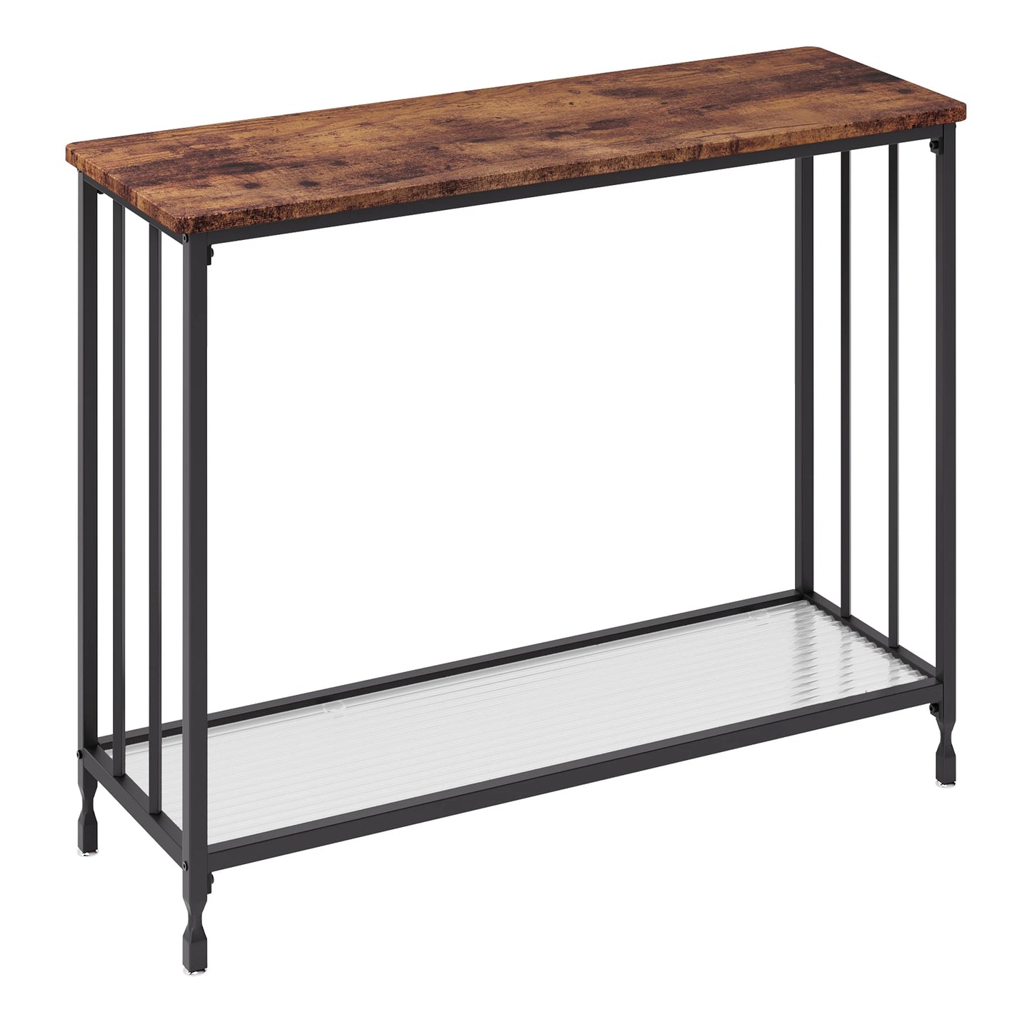 HobbyLane Hallway Console Table With Glass Shelf And Metal Frame