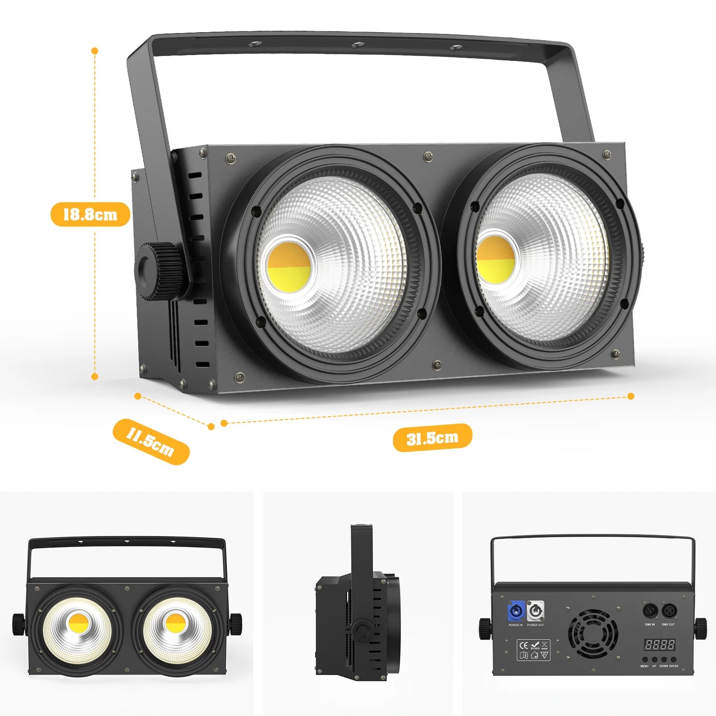 U'King 4 Pieces 200W COB Par Light DMX Stage Lighting