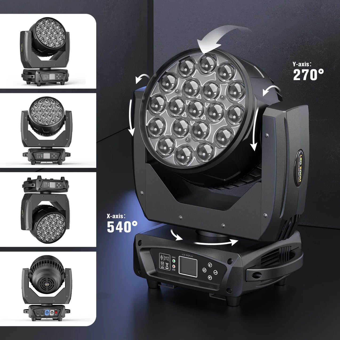 Rudderstar 2Pack RGBW Beam Moving Head Lights DMX Zoom Wash