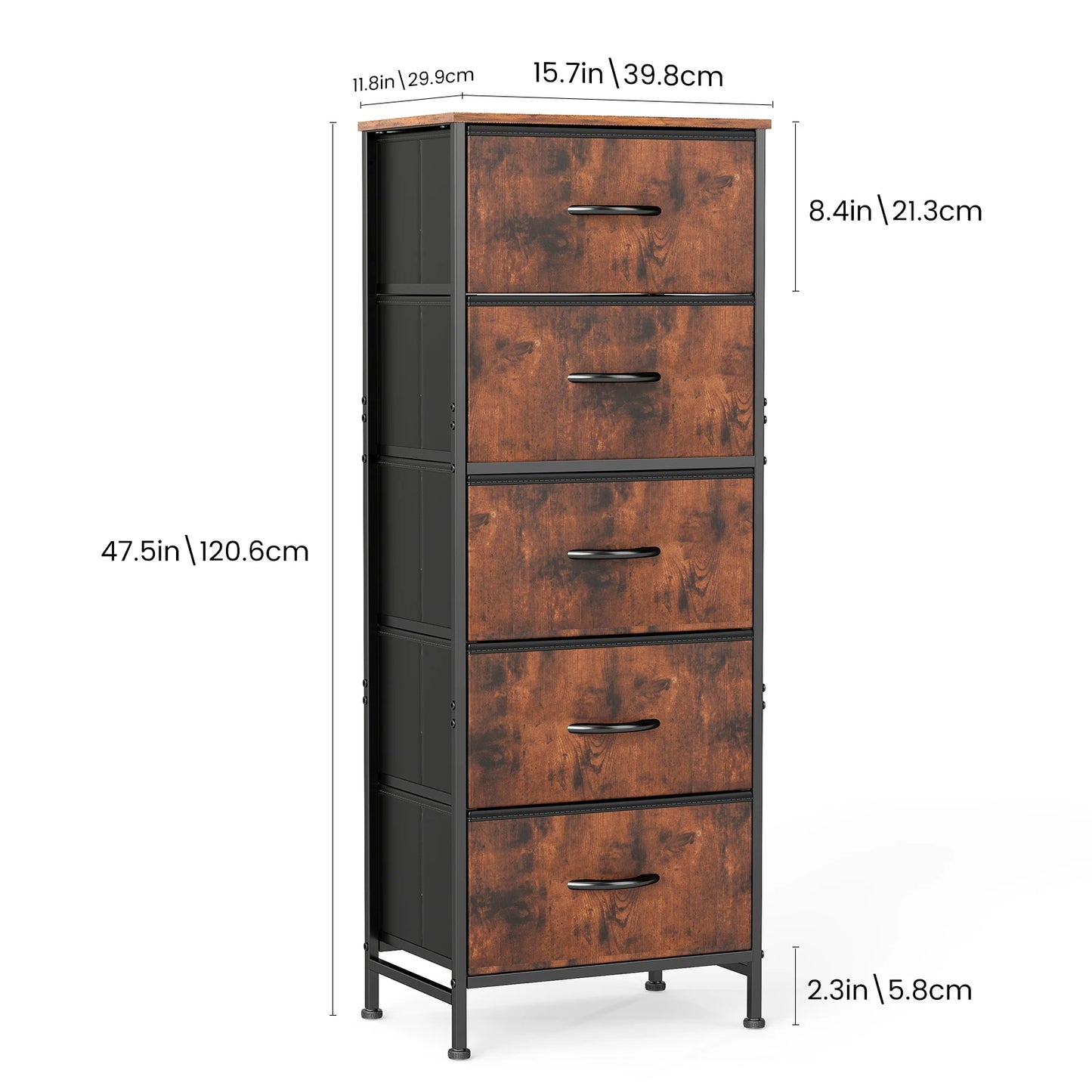 JHK Five Fabric Drawers Cabinet For Living Room Storage