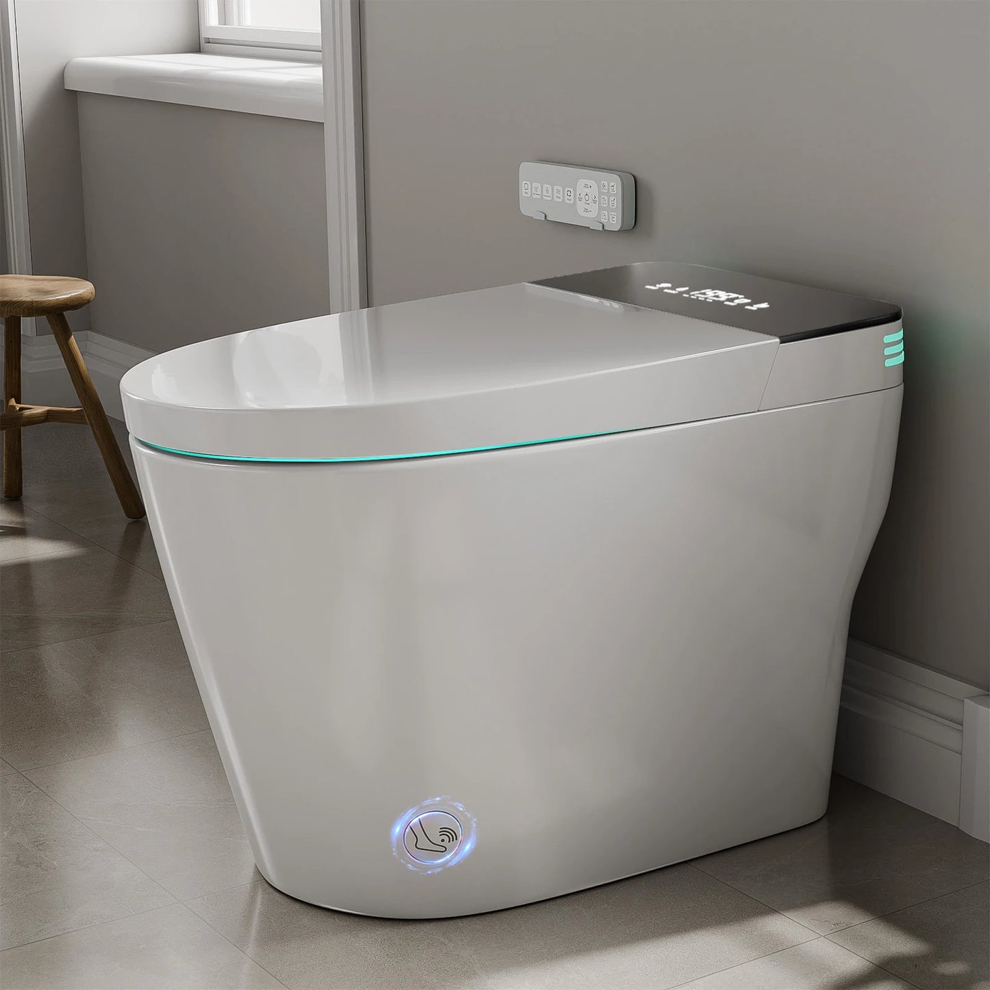 Smart Toilet With BuiltIn Bidet Auto Open Close Dual Flush Heated Seat