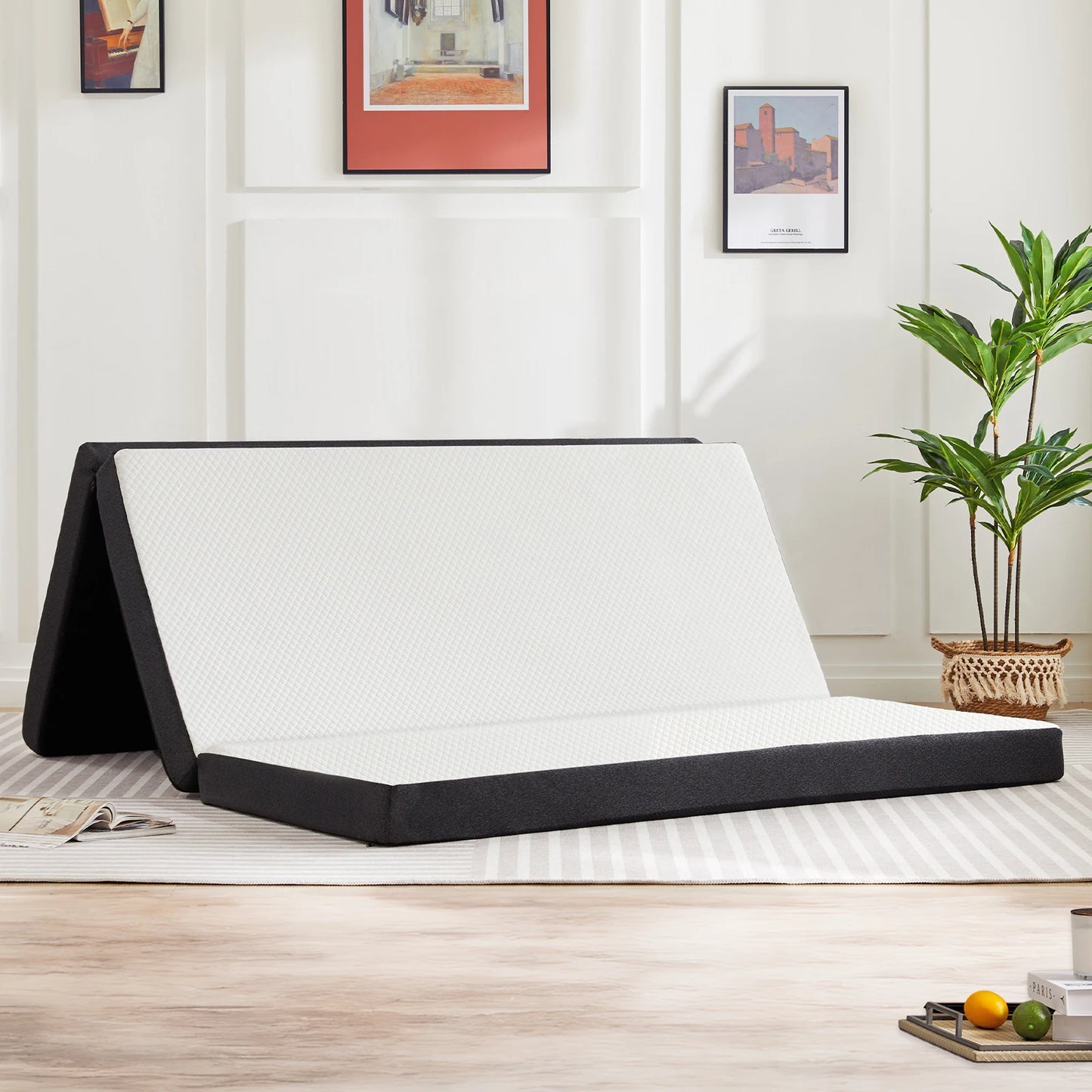 JHK Tri-Fold Memory Foam Mattress With Collapsible Washable Cover Portable Bed