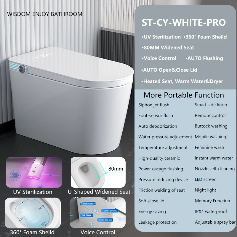 Smart Toilet With Built In Bidet And Heated Seat Dryer