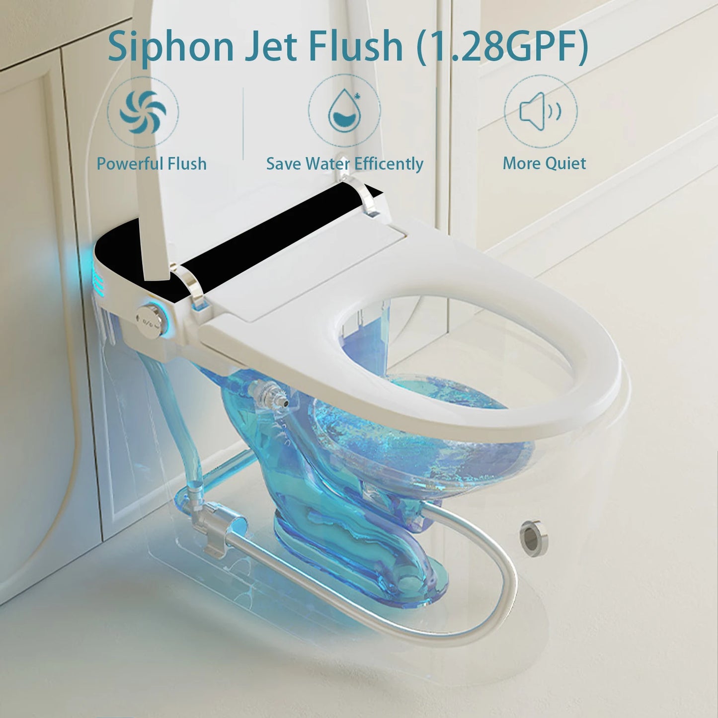 Smart Toilet With BuiltIn Bidet Auto Open Close Dual Flush Heated Seat