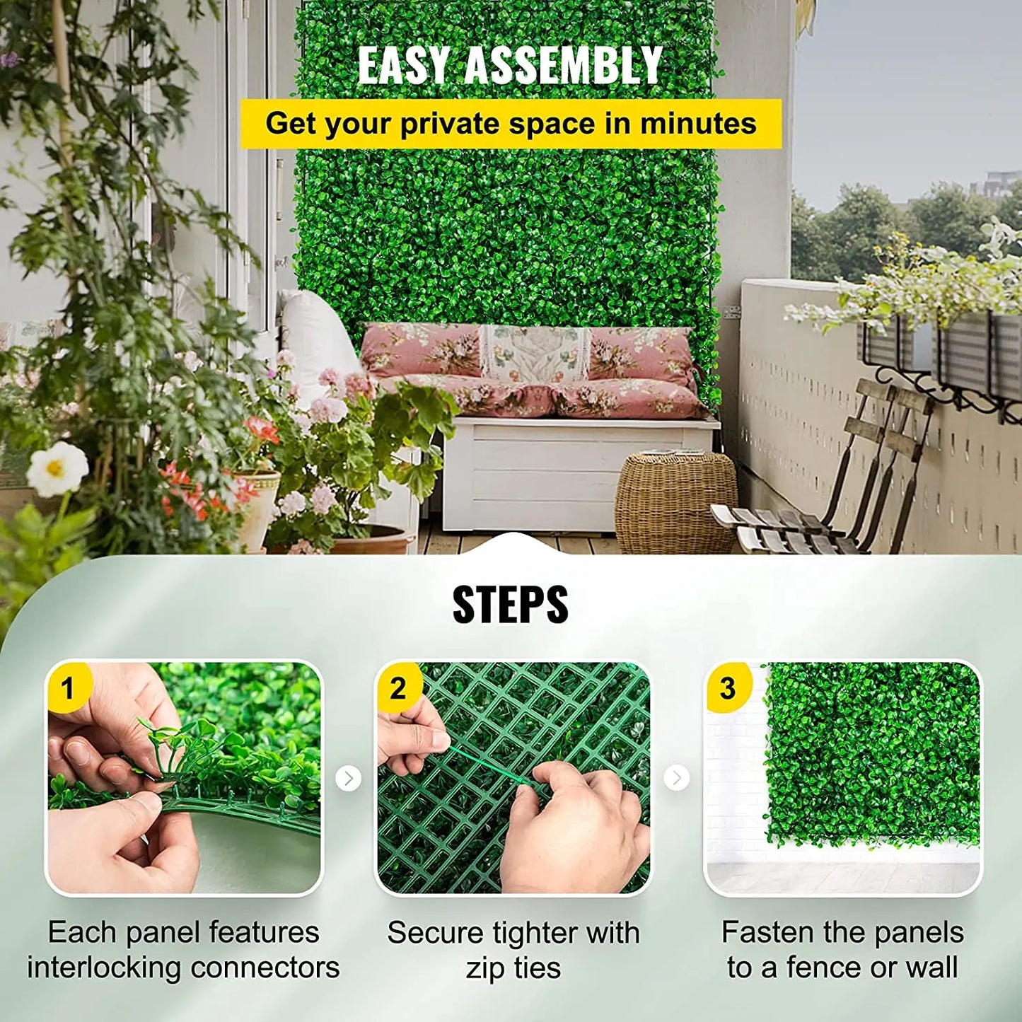 SucceBuy Boxwood Hedge Wall Panels Artificial Plant Decor