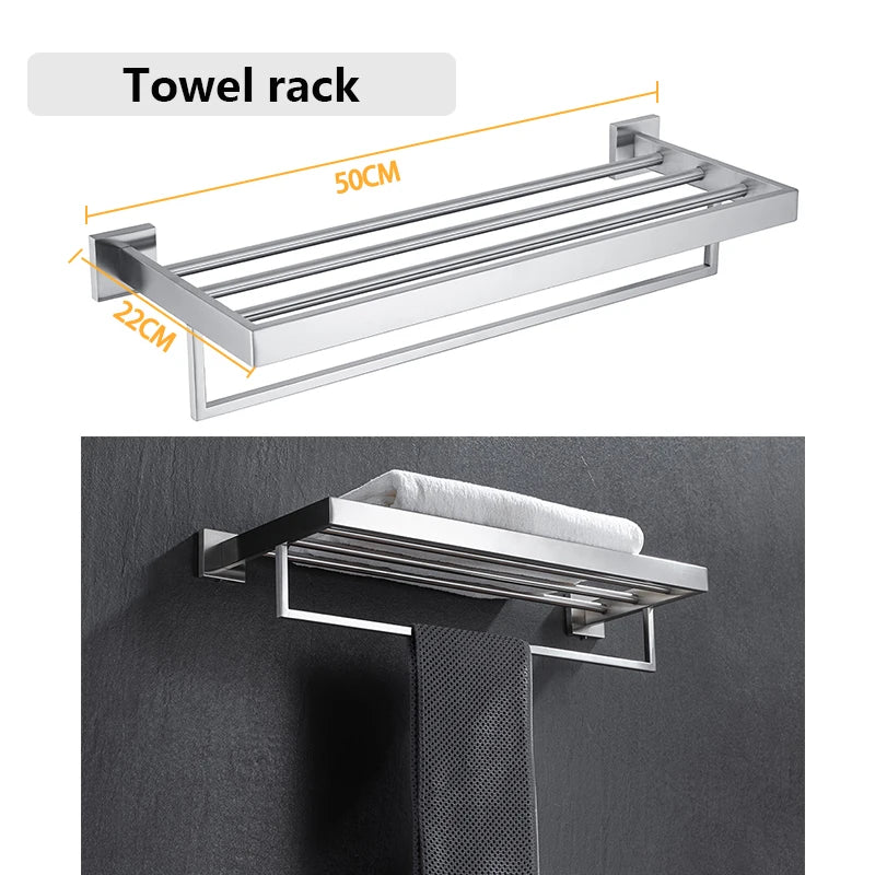 DQOK Bathroom Hardware Set Brushed Stainless Steel Bath Accessories