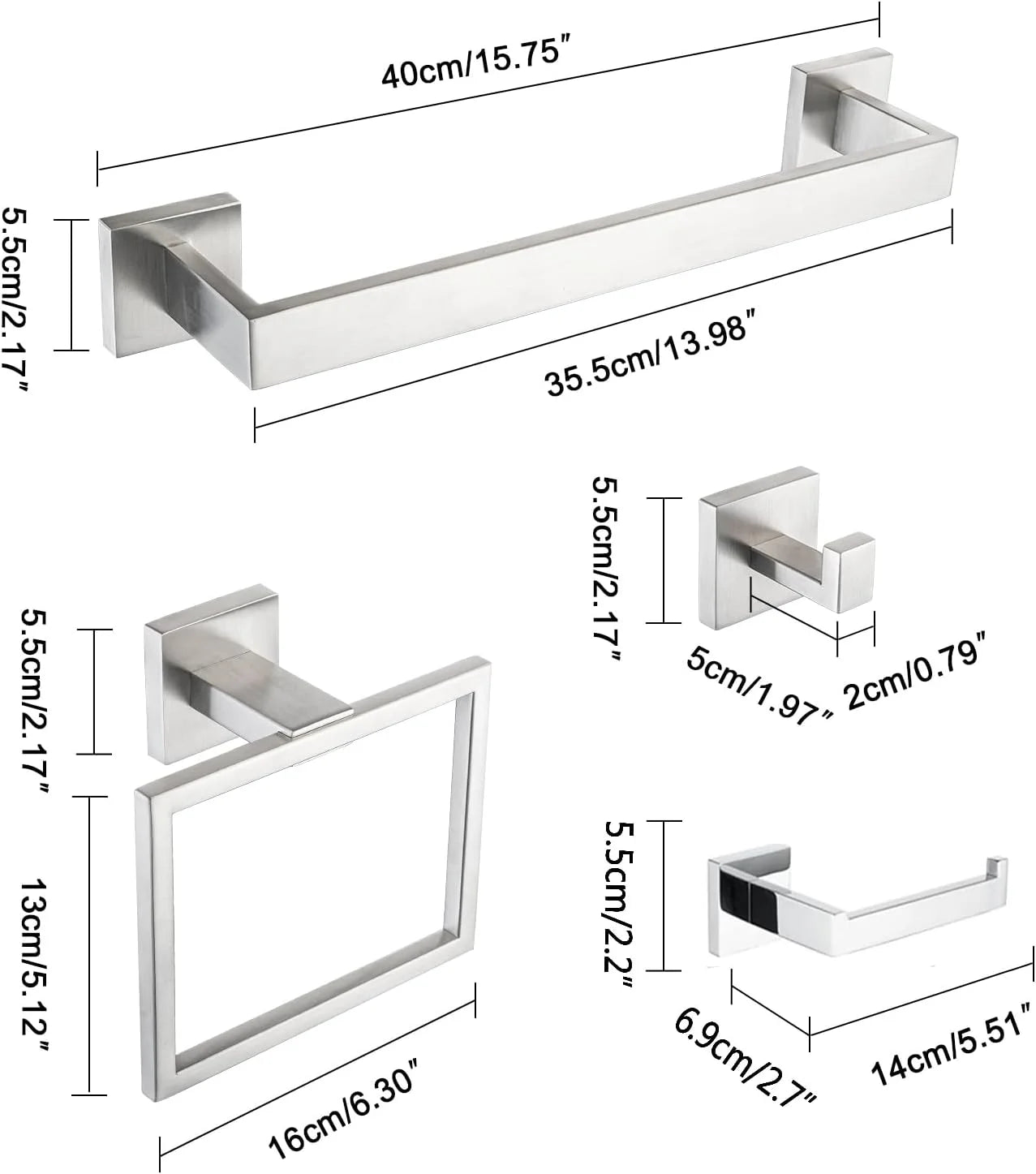 DQOK Bathroom Hardware Set Brushed Stainless Steel Bath Accessories