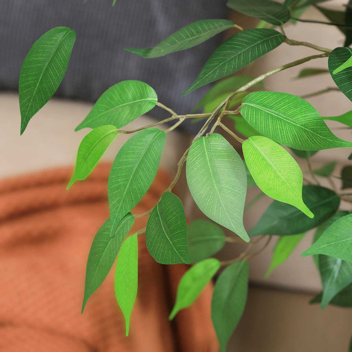 KAZEILA Artificial Ficus Tree With Natural Curved Trunk In Plastic Nursery Pot