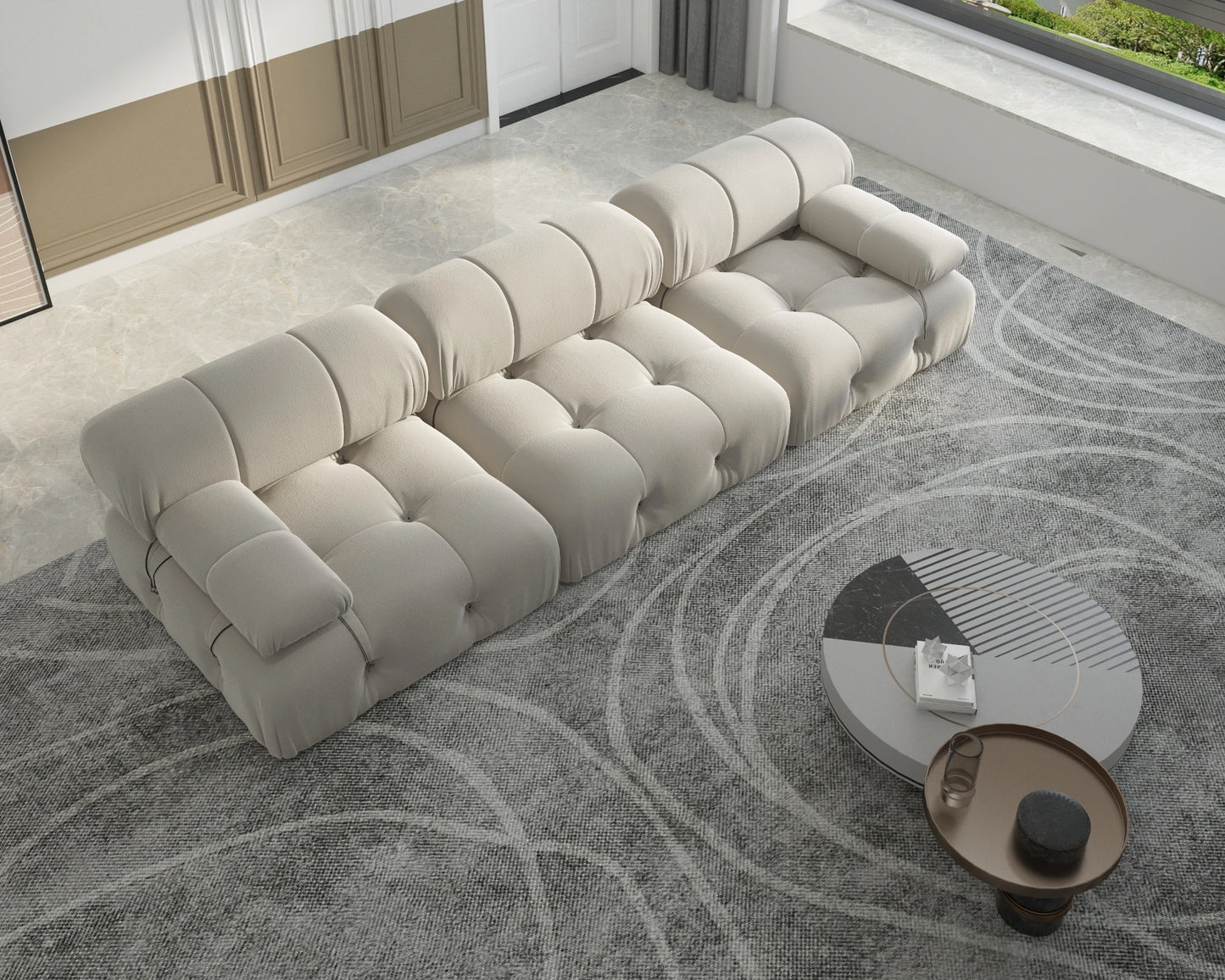 Sdorens Minimalist Modular Velvet Sectional Sofa Set For Living Room