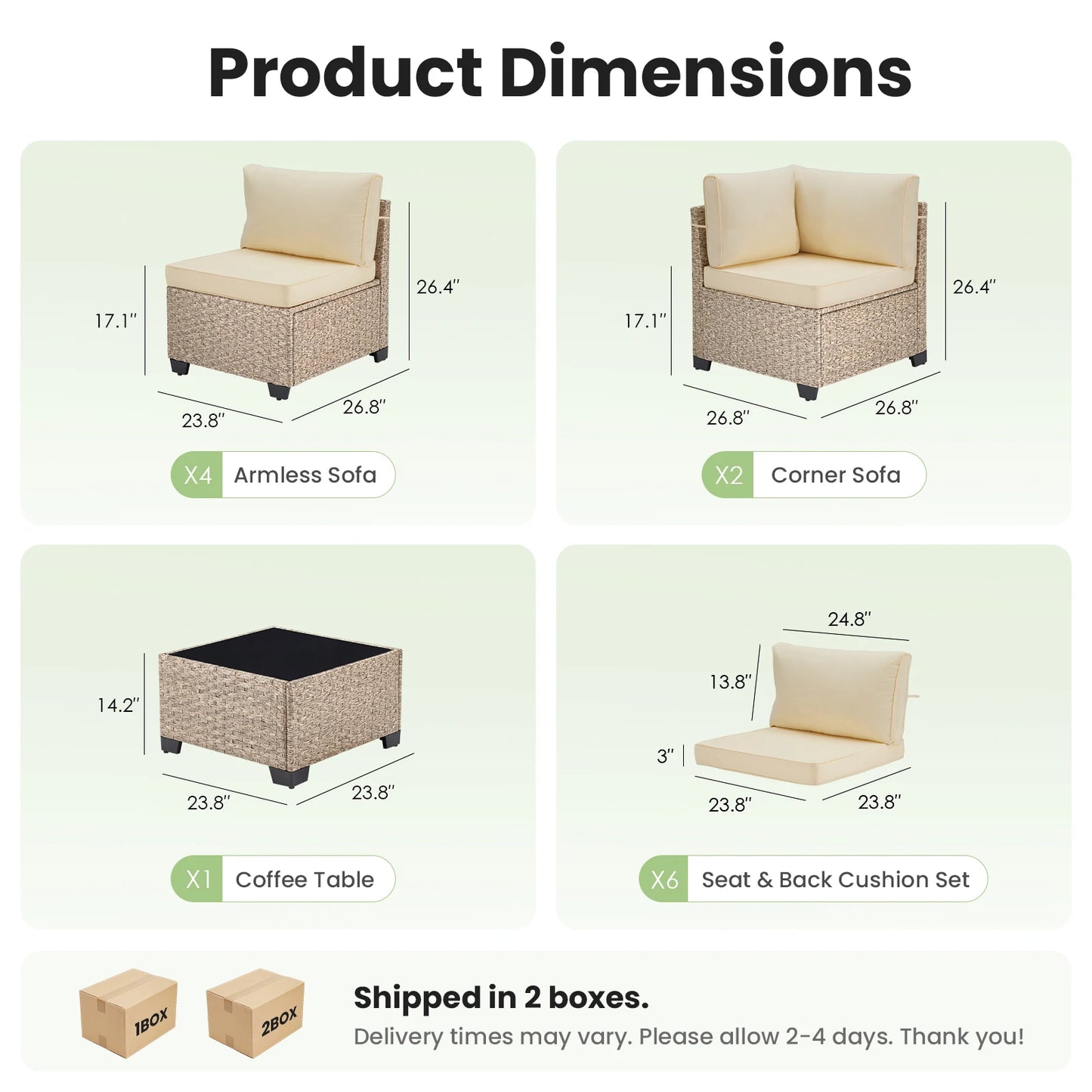 Outdoor 7-Piece Rattan Patio Furniture Set With Tempered Glass Table