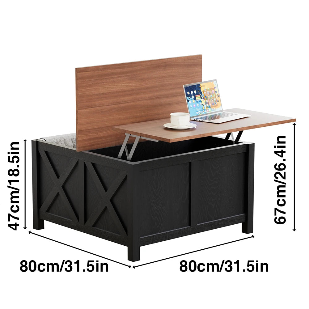 Lift Top Coffee Table With Storage Farmhouse Wood Rustic Living Room