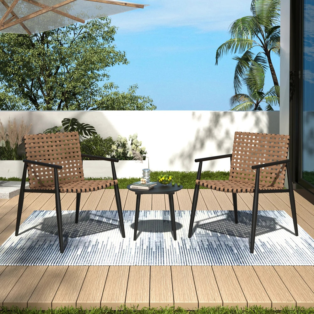 LISM PE Rattan Outdoor Chat Set With Glass Side Table