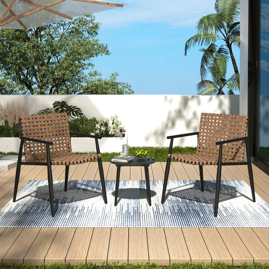 LISM PE Rattan Outdoor Chat Set With Glass Side Table
