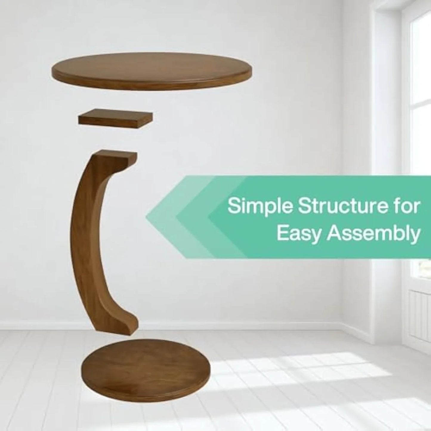 Little Tree Round C Shaped Wooden End Table For Living Room