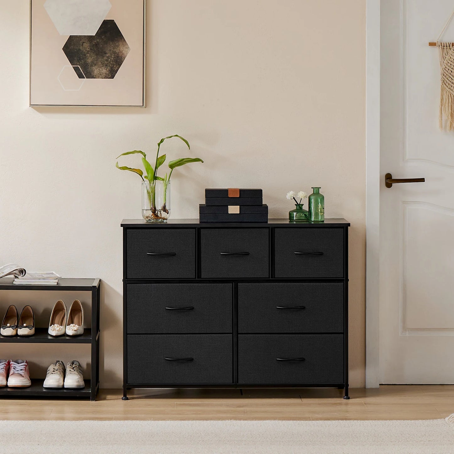 JHK Dresser With 7 Fabric Drawers Organizer Closet Chest