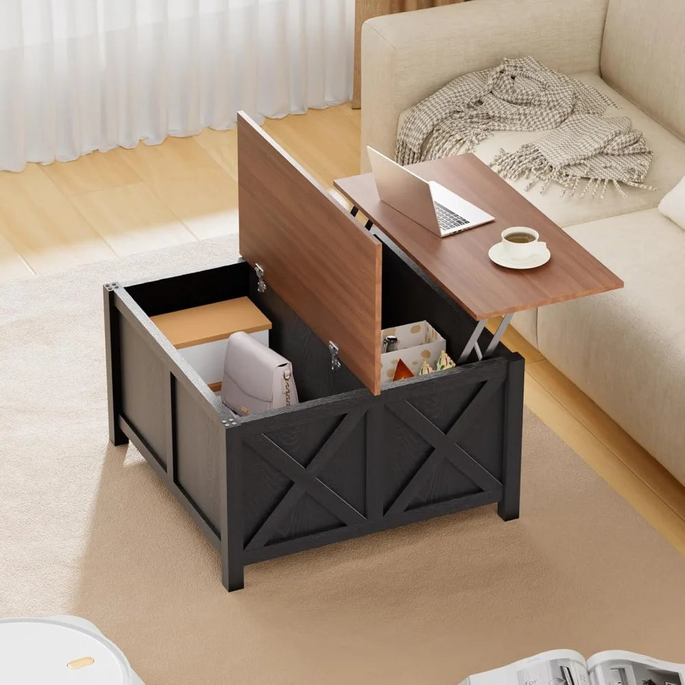 Lift Top Coffee Table With Storage Farmhouse Wood Rustic Living Room