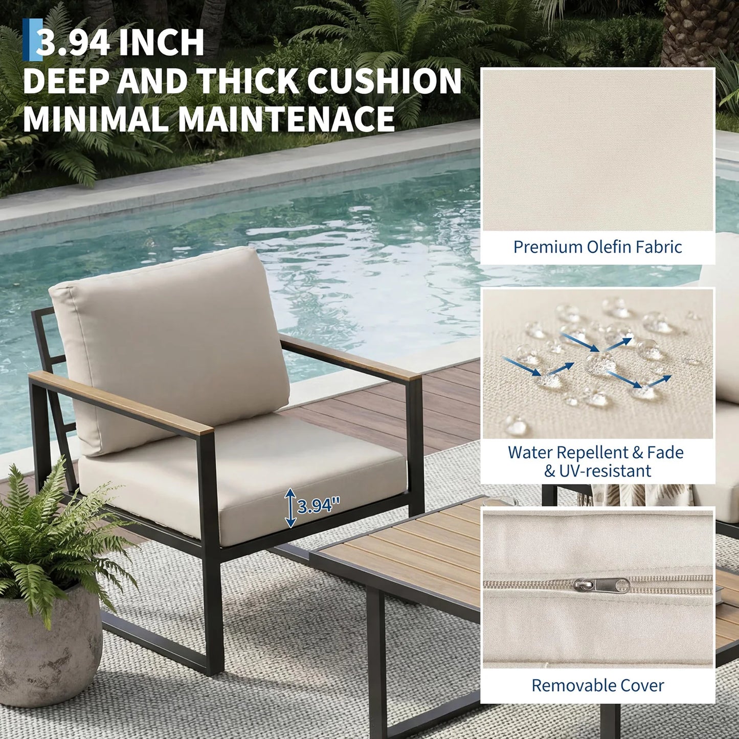 HobbyLane Modern Outdoor Patio Set With Coffee Table Cushions Sofa