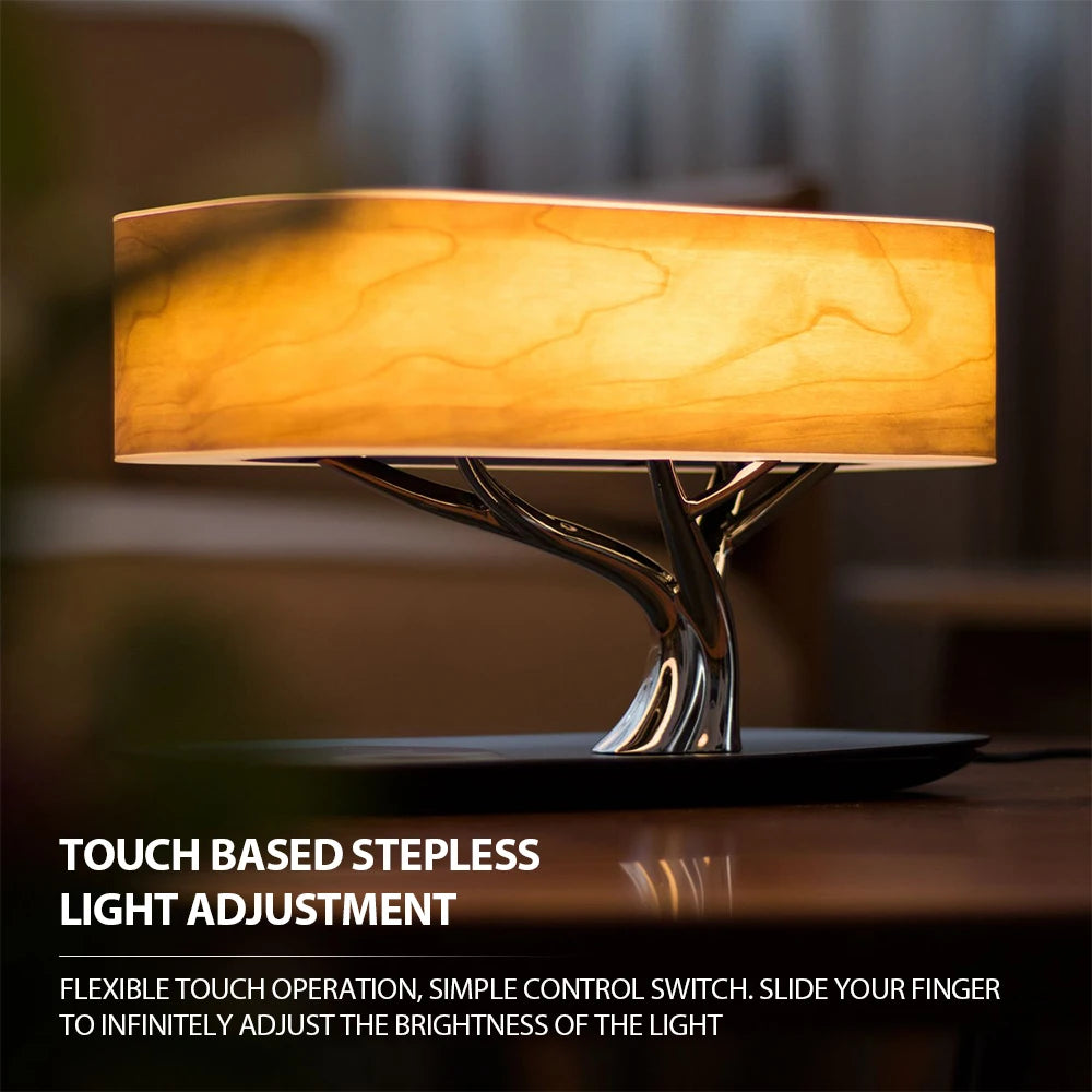 Wireless Charging Speaker Bedside Lamp With Ambient Light And Touch Control