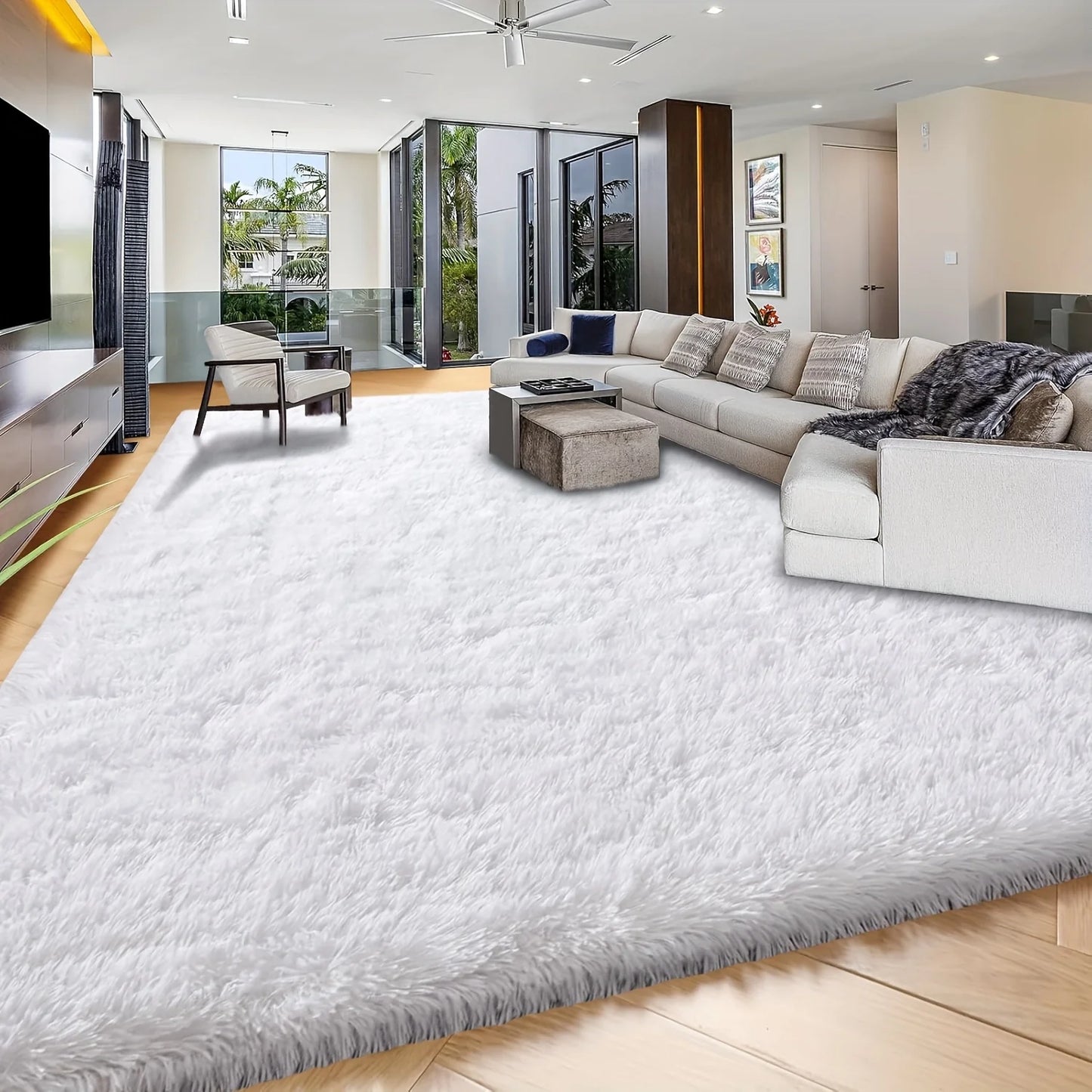 Luxurious Large Washable Shag Rug For Living Room TieDye Plush