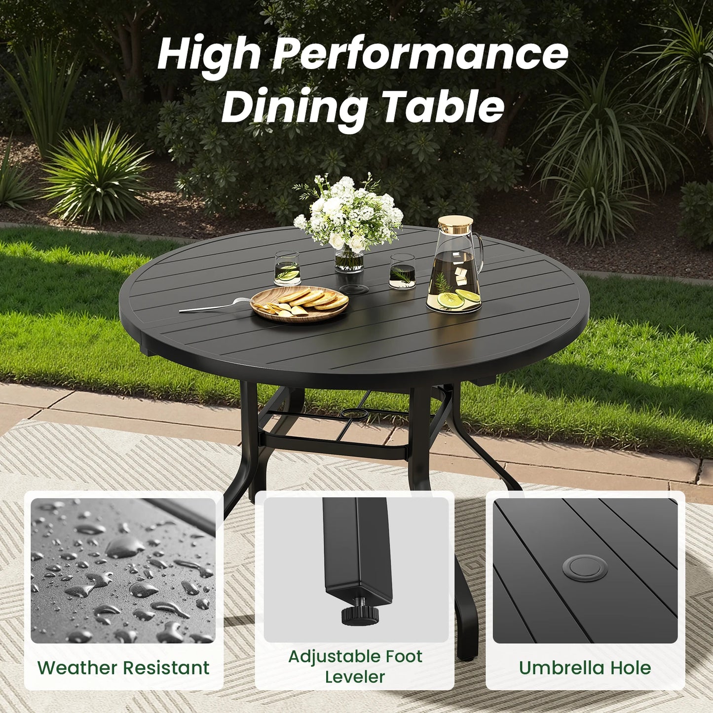 Farini 7 Piece Outdoor Dining Set With Round Table Chairs