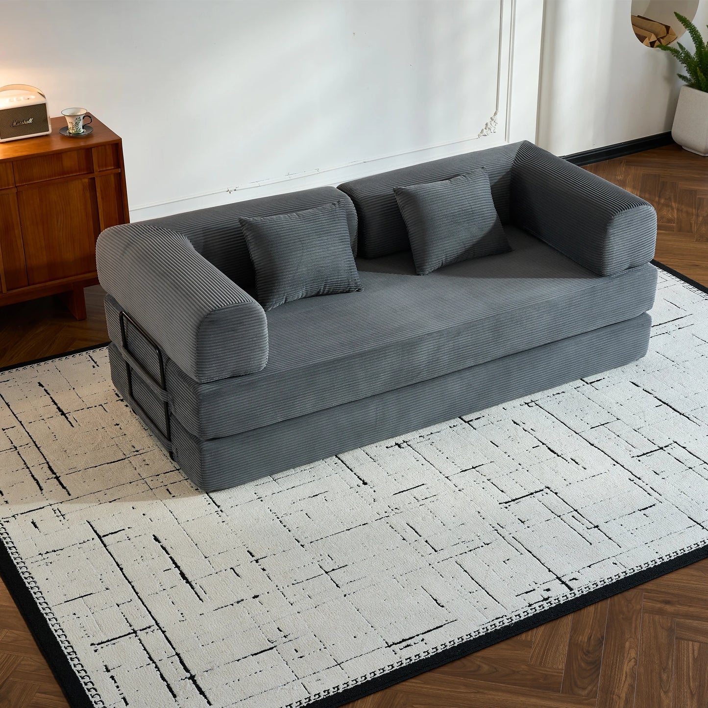 THOLASIS Velvet Folding Convertible Sofa Bed For Small Spaces