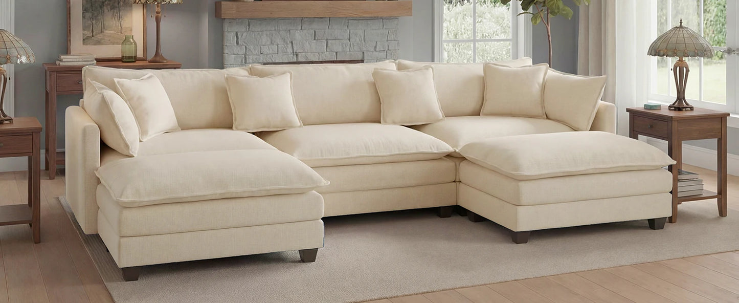 Redlife Modular Sectional Sofa With Ottoman And Solid Wood Frame