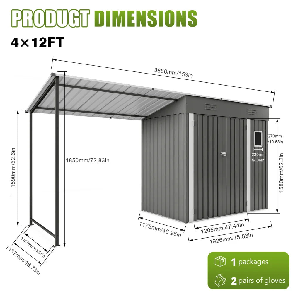 Metal Lean To Shed With Open Pergola And Attached Gazebo