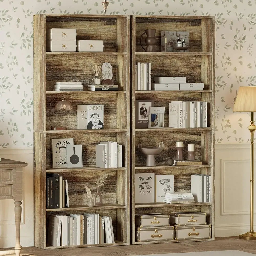 IRONCK Bookshelves And Bookcases Set Of 2 Floor Standing 6 Tier Display