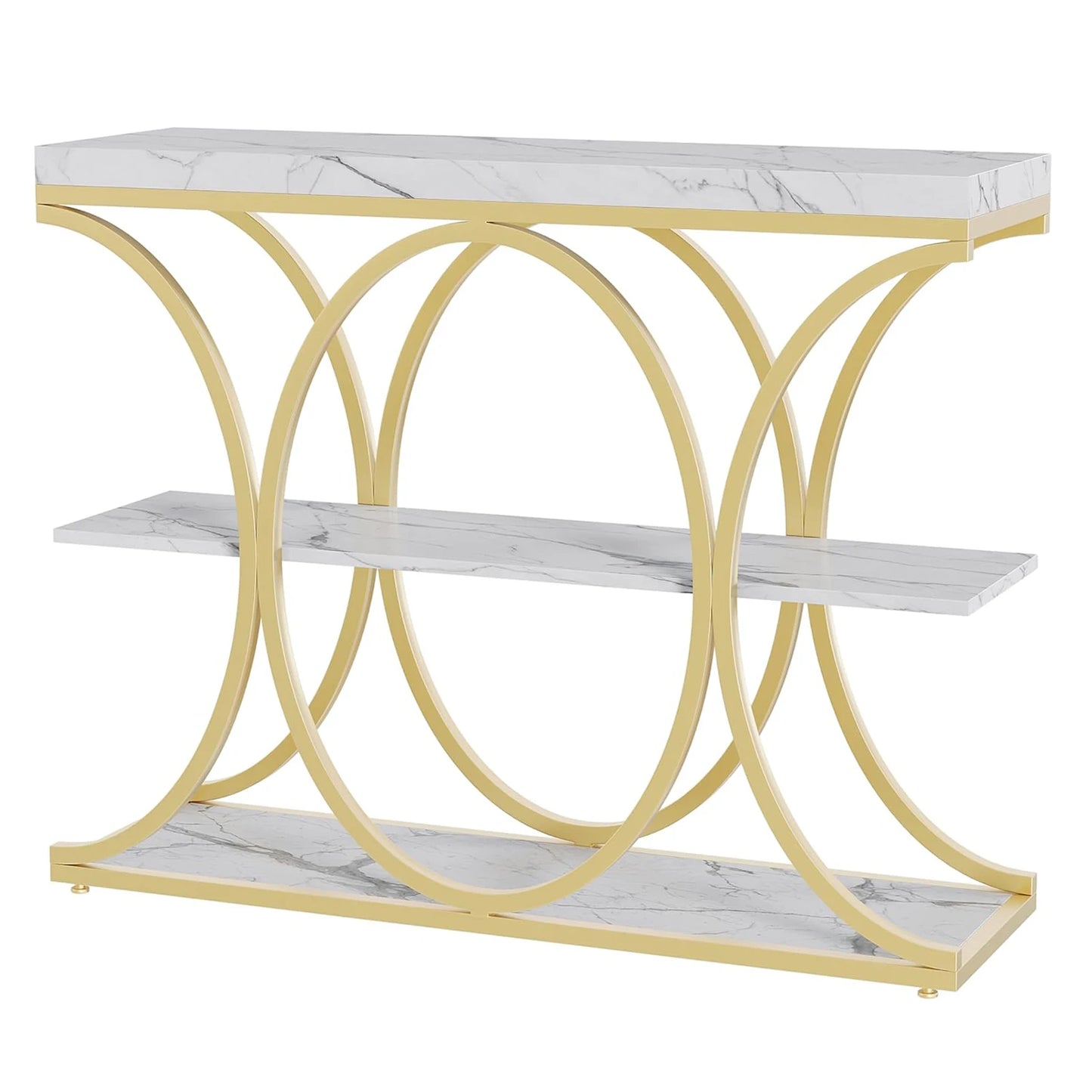 HiMISS Console Table Entryway With Metal Frame And Storage Shelves