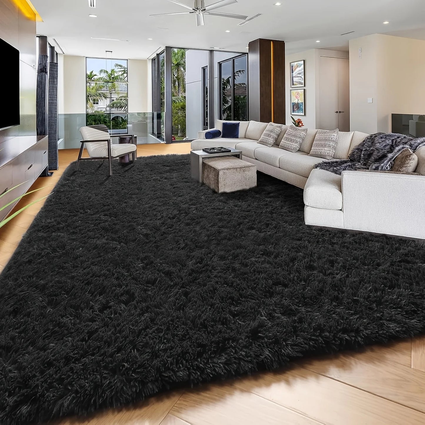 Luxurious Large Washable Shag Rug For Living Room TieDye Plush