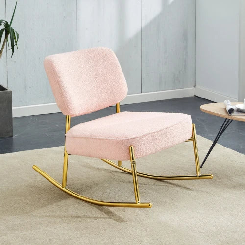Nursery Teddy Fabric Upholstered Glider Rocker Chair