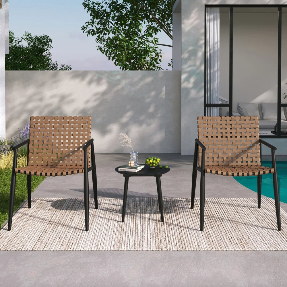 LISM PE Rattan Outdoor Chat Set With Glass Side Table