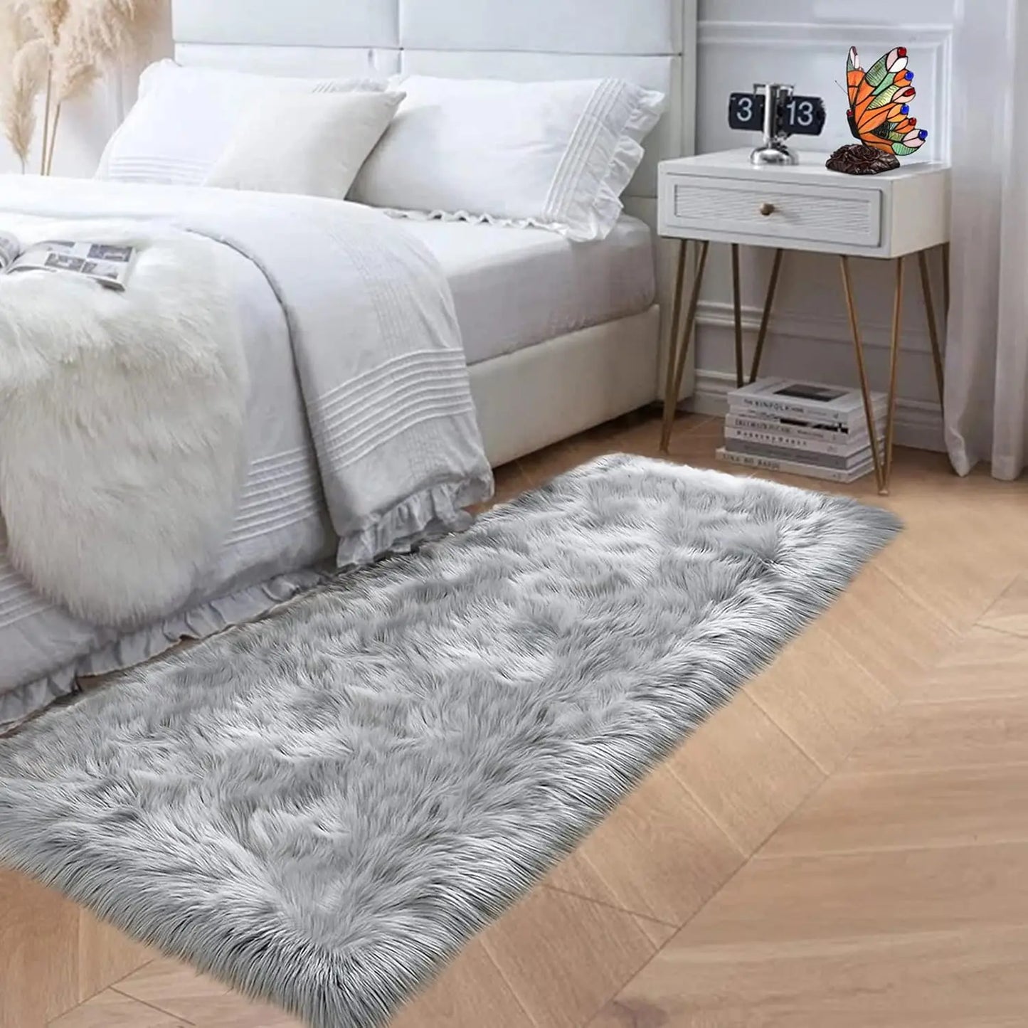 Fluffy Faux Sheepskin Area Rug Shaggy Plush For Living Room And Bedroom