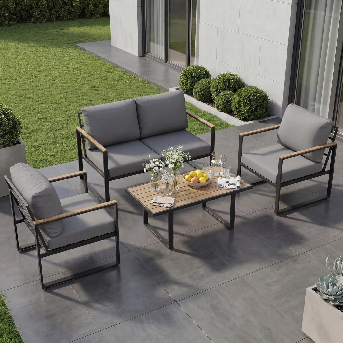 HobbyLane Modern Outdoor Patio Set With Coffee Table Cushions Sofa