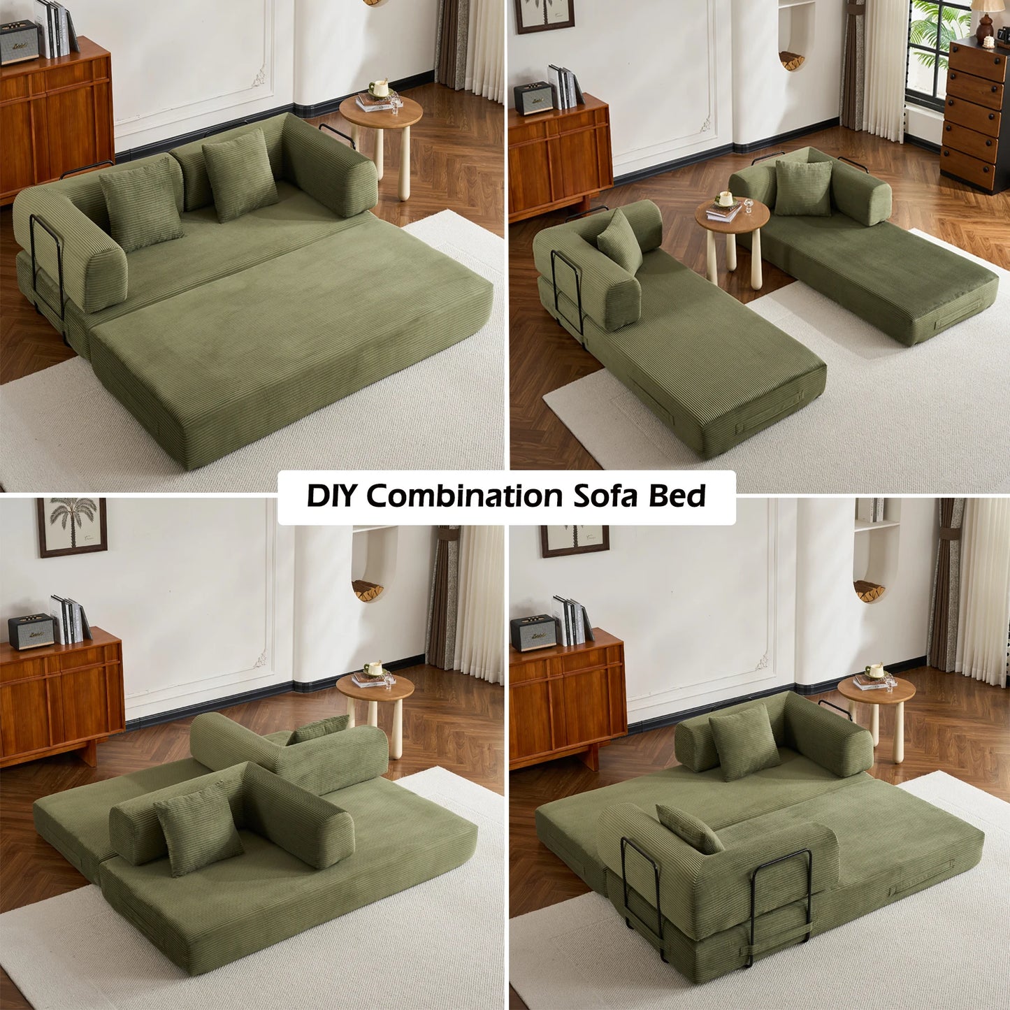 THOLASIS Velvet Folding Convertible Sofa Bed For Small Spaces