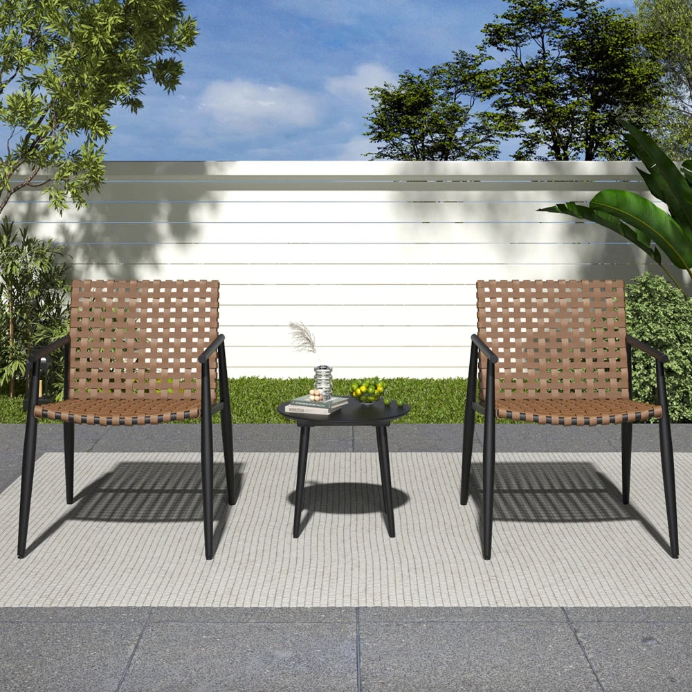 LISM PE Rattan Outdoor Chat Set With Glass Side Table