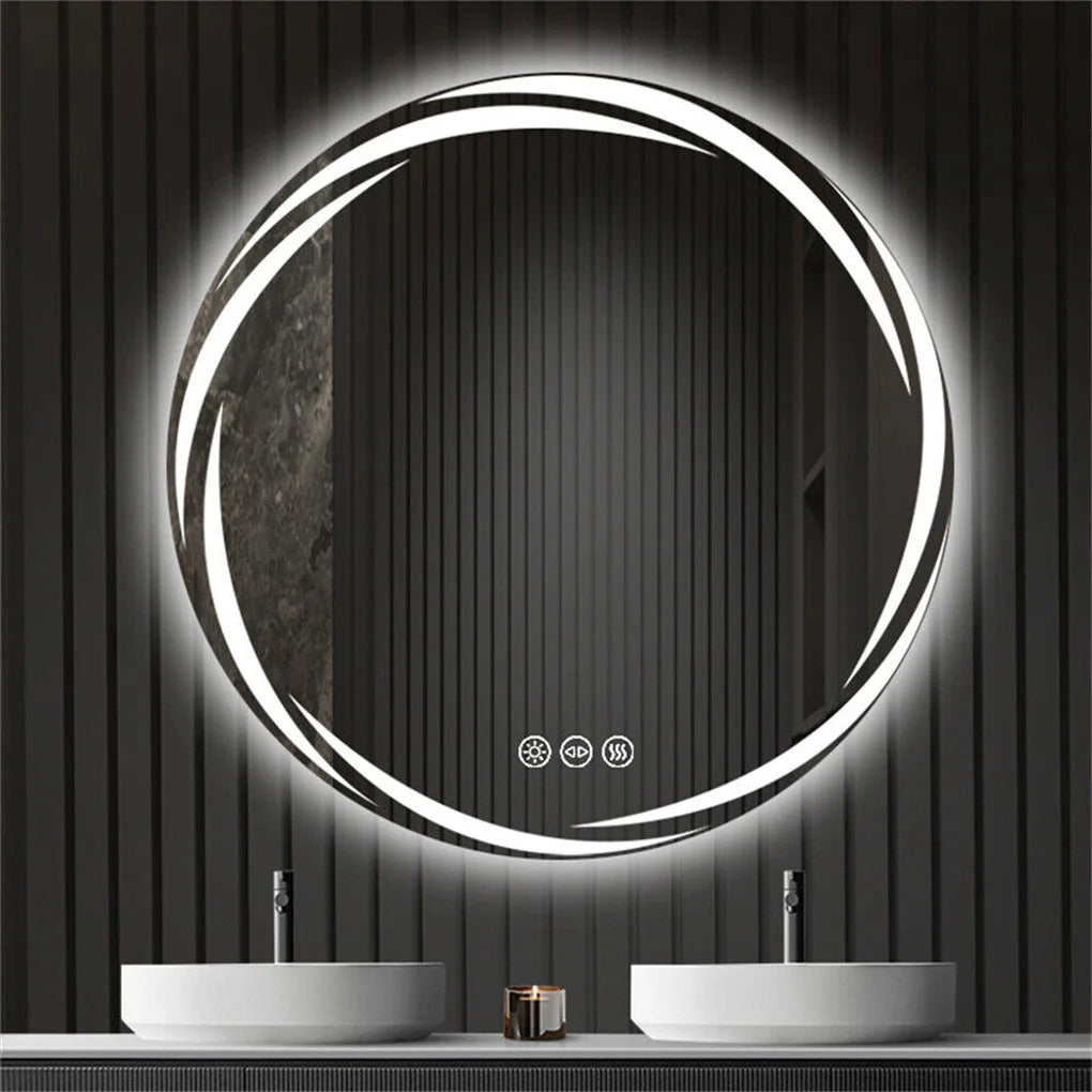 LED Round Anti-Fog Backlit Vanity Mirror Shatterproof 3 Color Lights