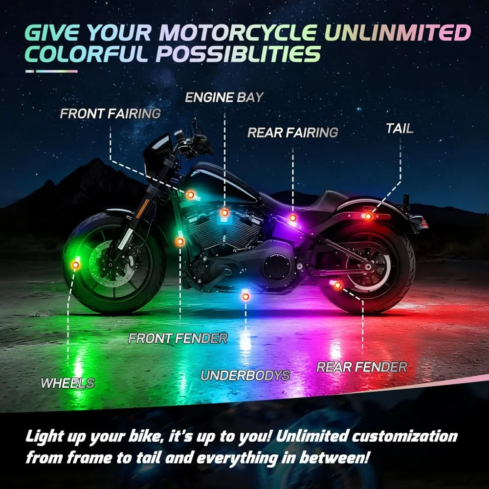 Nilight Motorcycle LED Strip Lights Kit with APP Remote Control