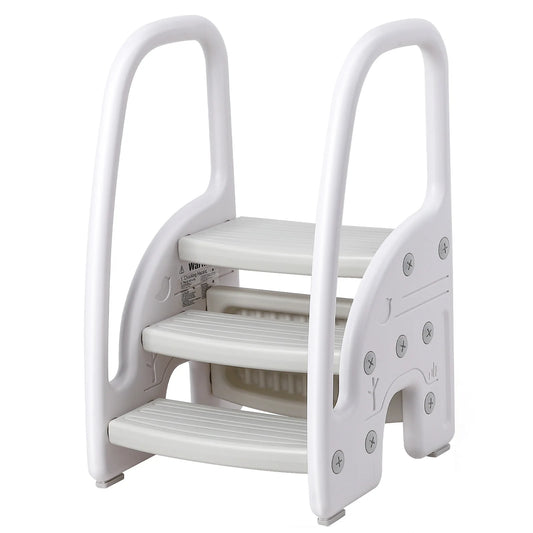 Toddler Step Stool With Handles Dual Tier Plastic For Bathroom