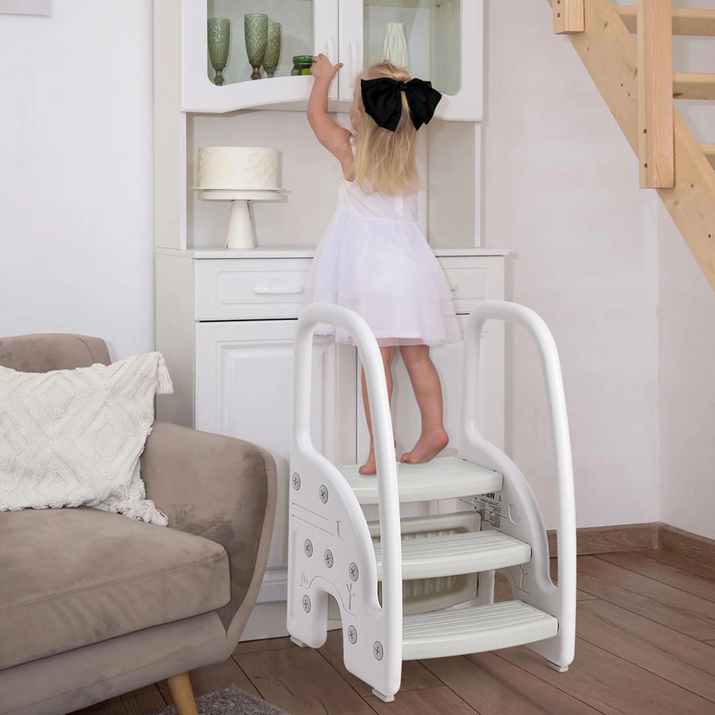 Toddler Step Stool With Handles Dual Tier Plastic For Bathroom