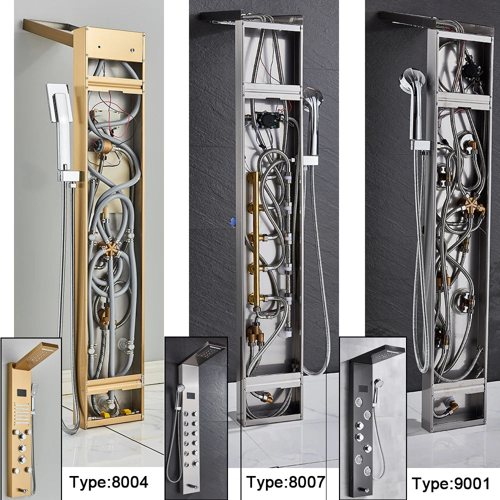 Uythner LED Shower Panel System With Temperature Display Mixer Tap