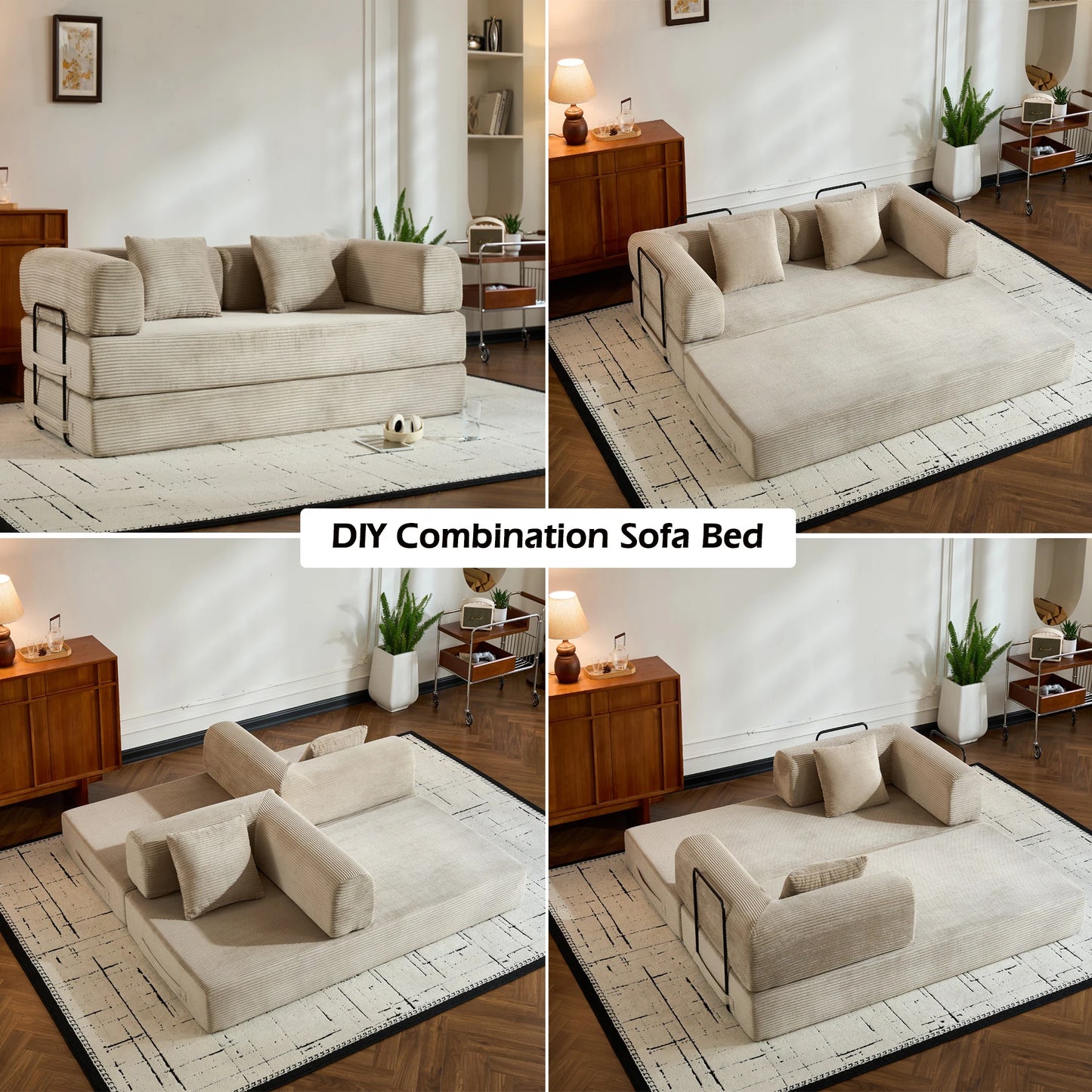 THOLASIS Velvet Folding Convertible Sofa Bed For Small Spaces