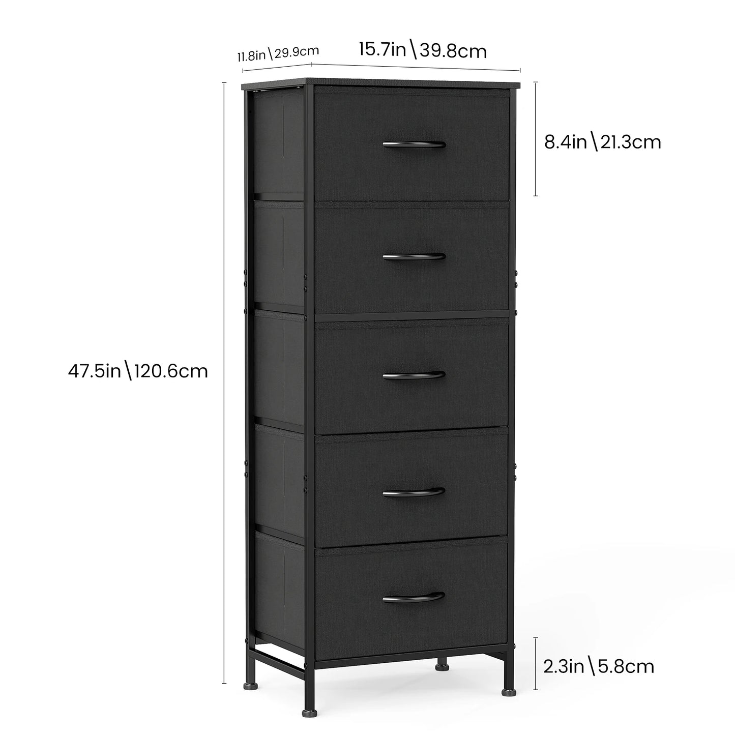 JHK Five Fabric Drawers Cabinet For Living Room Storage