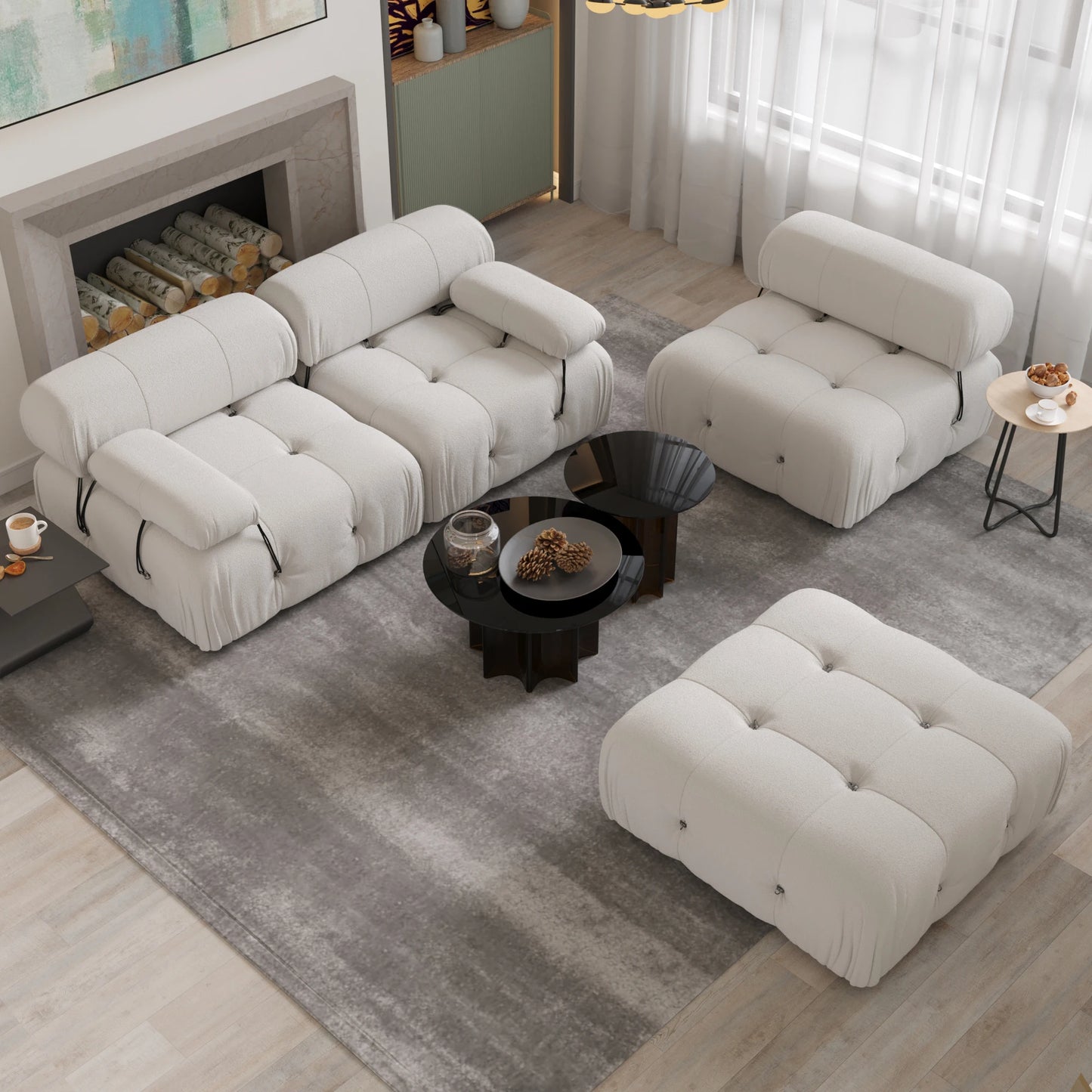 Sdorens Velvet L Shaped Sectional Sofa With Reversible Ottoman