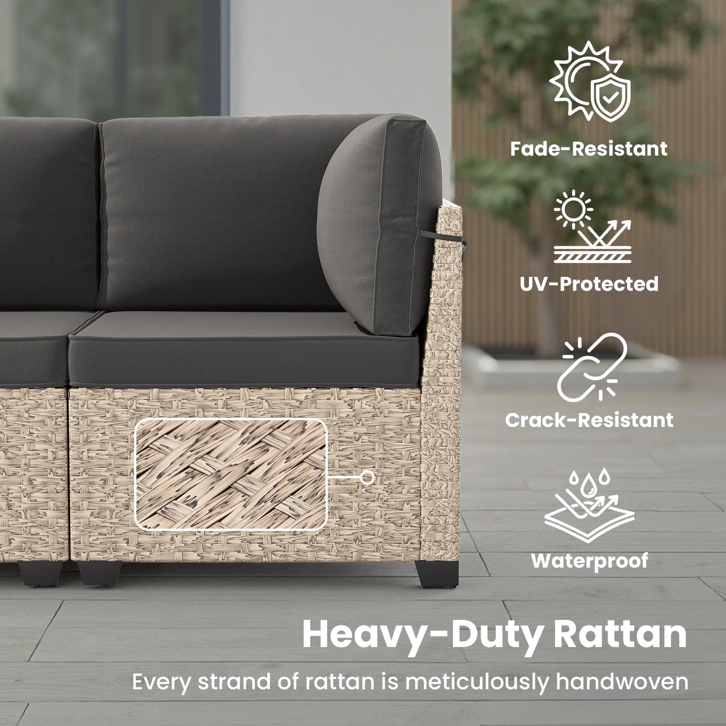 Outdoor 7-Piece Rattan Patio Furniture Set With Tempered Glass Table