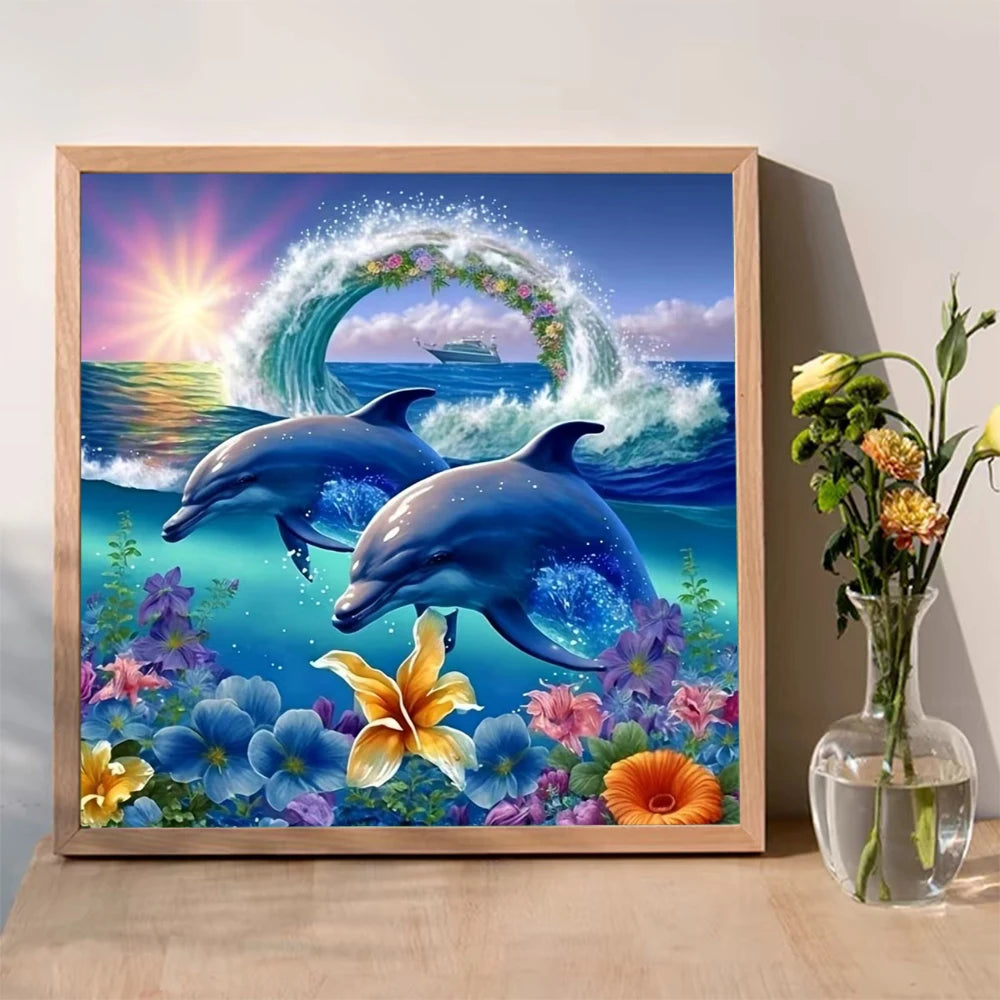 MomoArt Diamond Painting Dolphin Kit Diamond Mosaic Artwork
