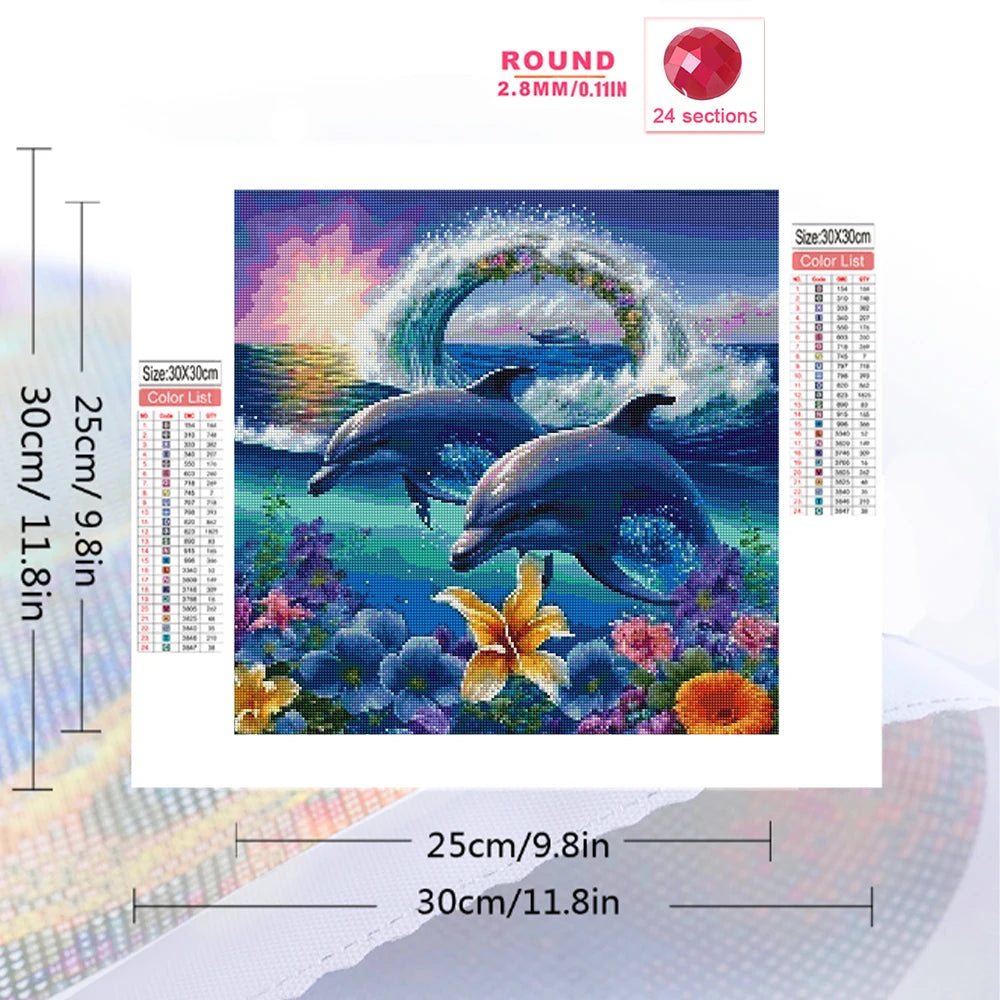 MomoArt Diamond Painting Dolphin Kit Diamond Mosaic Artwork