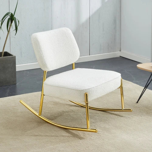 Nursery Teddy Fabric Upholstered Glider Rocker Chair